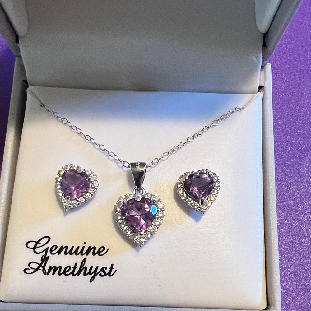 Kohl's Amethyst Heart Necklace and Earring Set